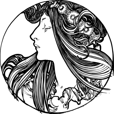 Vintage Art Nouveau Woman Coloring Page